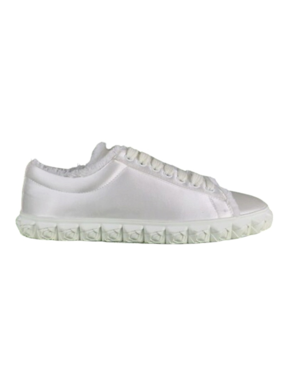 STUART WEITZMAN Fringe Cover Story Satin Low Top Sneakers White Size 7